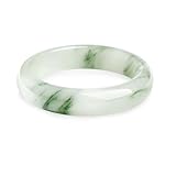YMHOP Natural Quartzite Jade Bangle Tianshan Cui Stone Bracelet Green White Traditional Chinese Feng Shui Design Tianshan Emerald Bangle Good Luck Jewelry for Women 51-64mm (54mm Diameter)