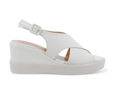 Sandale compensée femme cuir blanc confortable r80548q chaussure été