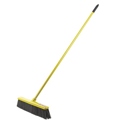 Image of Red Gorilla Broom in Yellow Long Handled Sweeping Brush Soft Bristles Compact 50cm Head Lightweight and Durable (Full Broom 1.5m with 50cm Head)
