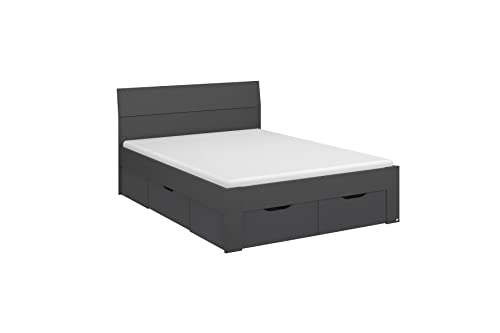 Rauch Möbel Flexx Bett Stauraumbett in Grau metallic, Schwarz, mit 3...