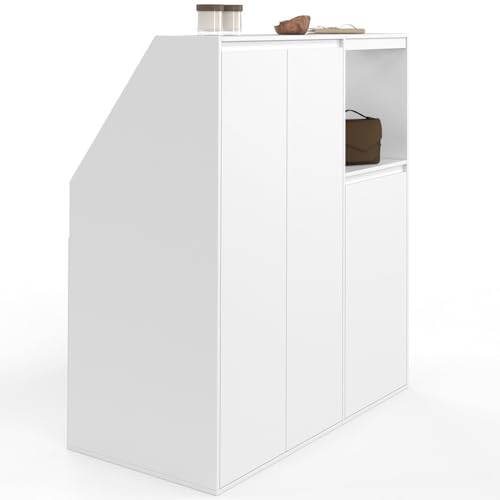 IDMarket - Ensemble armoires sous Pente 2 Portes + 1 Porte et 1 Niche TOMI Blanc