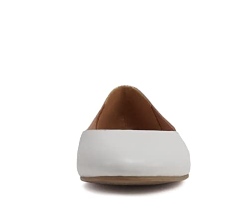 Soda Kreme Comfortable Basic Shoes Women Ballet Flat Round Toe Gel Insole (9, White Pu*, Numeric_9) #TOP2