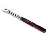 Tapha Tools 1/2 inch Flex-Head Digital Torque Wrench, 7.4-147.5 ft-lbs (10-200 N-m) Torque Range ±2% Accuracy, LED and Buzzer Notification, Preset Memory, ISO 6789 Calibrated (DKF4N-T200BN)