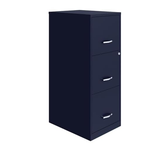 Hirsh Industries Space Solutions 3 Drawer Metal Vertical File Cabinet with Lock in Navy