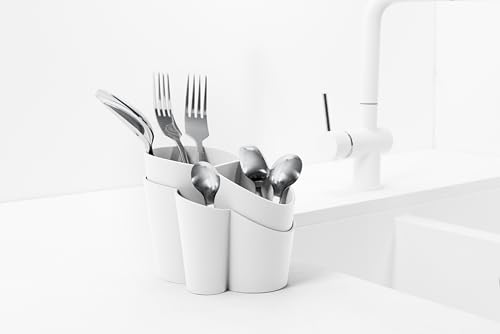 BLIMPLUS - Scolaposate Gocciolo Arctic White 4 Scomparti Drenaggio Acqua - Organizzatore Posate Lavello - Made in Italy