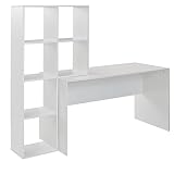 FineBuy Schreibtisch mit Regal Weiß 170x59x143,5 cm Bürotisch Modern | Laptoptisch mit 6 Ablagen | Homeoffice Computertisch mit Stauraum