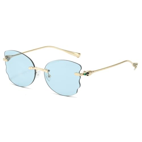 Lunettes de soleil tendance à bords coupés pour femme avec branches fines métalliques