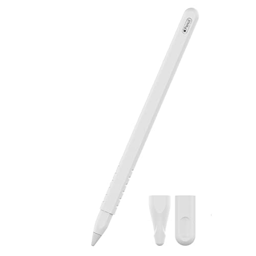 OTOG Silicone Case Sleeve Grip Compatible with Apple Pencil 2,2nd Generation with 2 Nib Protection Caps, M-3, (White)