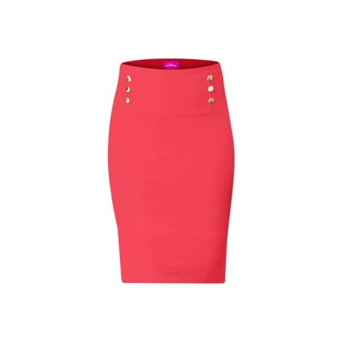 OrlyCollection Women's Elegant Button-Detailed Pencil Skirt (Coral, XX-Large) Cover