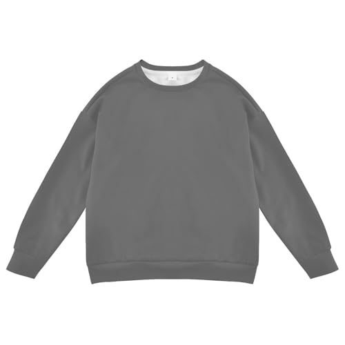 Toddler Crewneck Sweatshirt Boys Girls Fleece Lined Pullover Basic Long Sleeve Fall Spring Tops