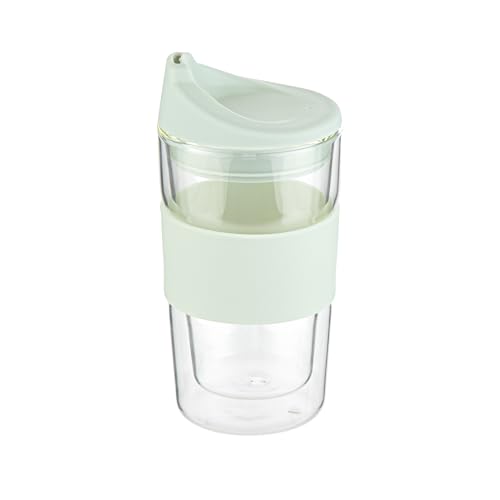 Restaurantware - Forma Professional 11.8 Ounce Insulated Travel Mugs, 10 Double Wall Coffee Mugs - Includes Lids And Sleeves, Reusable, Clear Borosilicate Glass Tumblers, Dishwashable, Microwavable