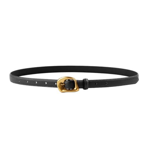 Skinny Leather Belt for Women Casual Waist Belt with Gold Buckle Fashion Ladies Belt for Jeans Pants Dress