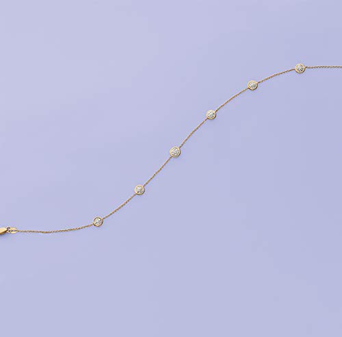 Ross-Simons 14kt Gold Pave Diamond Station Anklet #TOP19