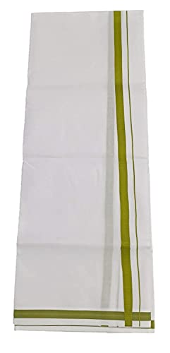 Kolakeer™ Men's Cotton White Dhoti with Elegant Color Border - Traditional South Indian Veshti Mundu3