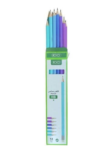 Roco Assorted Colors HB2 Premium Hexagonal Blue Pastel Pencil 12-Pieces Set