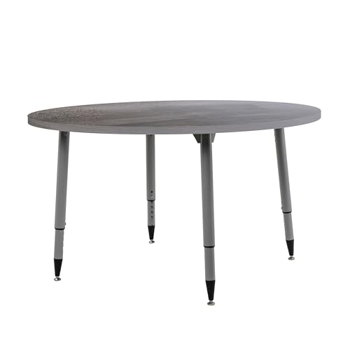 Image of Adapte Commercial Classroom Activity Table - 48 inch Round Woodgrain, ADA Compliant Tapered Legs with Glides & Casters, Adjustable Height 22-34 inch Wheelchair Accessible, School & Office Furniture