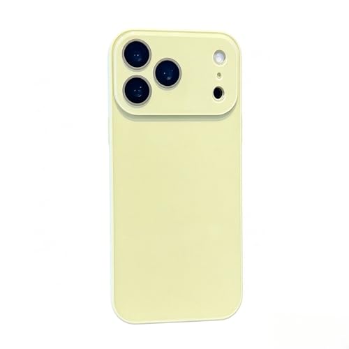 Luxury crystal texture mobile phone case, skin-feeling solid color mobile phone case suitable for iPhone17/16/15/14/13promax series,mobile phone protective cover (Yellow, iPhone 17 Pro Max)