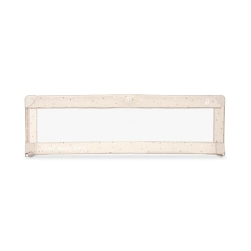 Asalvo Barrera de 150cm para Cama, Protección Anticaidas, para Niños, Abatible, Bolsa Transporte, Diseño Extra Alto, Plegable y Portátil, Fijación Segura, Estrellas Beige