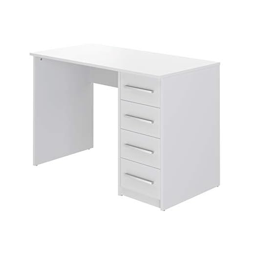 Marca Amazon - Movian Idro Modern - Escritorio con 4 cajones, 56 x 110 x 73 cm (blanco)