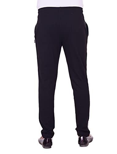VEGO Men's Regular Fit Pure Cotton Black Plus Size Lower/Track Pants
