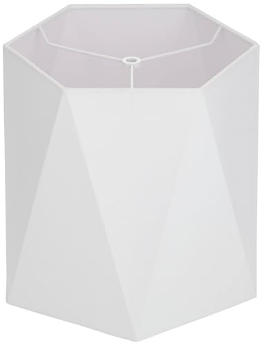 Springcrest ALS230710-18 11 Inch Top X 13 Inch Bottom X 11 Inch High X 11 Inch Slant Lamp Shade Replacement Medium White Sandstone Hexagon Modern Linen Fabric Spider Harp Finial thumb #3