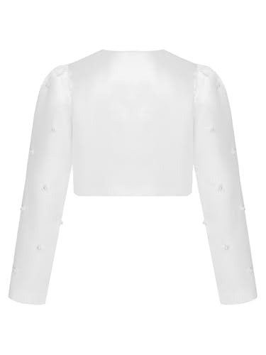 Girls Elegant Beaded Satin Shrug Bolero Jacket Open Front Cardigan Wedding Evening Dress Cover Up2