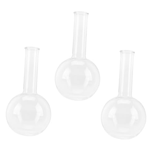 NAMOARLY 3pcs Glass Flask Round Bottom Flask Erlenmeyer Flask Transparent Flask Lab Flask Experiment Flask Flat Bottom Flask Laboratory Supplies Distillation Apparatus Boiling Flask