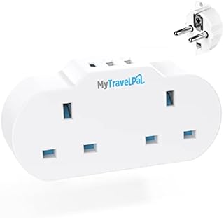 UK to Europe Travel Adapter With USB & USB-C | MyTravelPal® 2 Way European Travel Adaptor Plug | Double UK to EU Plug Adapter For Germany France Spain Portugal Iceland Greece & More