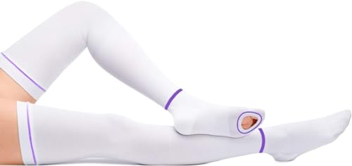 Image of | Compression Stockings, 15-21mmHg support , Thigh High and Knee High for Women & Men, Open Toe, White