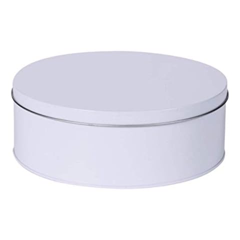 Pure White - Kitchen Tin/Caddy/Canister/Container - Plain White Metal - Tea/Coffee/Sugar/Cake/Biscuit/Foodstuff Storage (Round Tin 18 cm) Cover