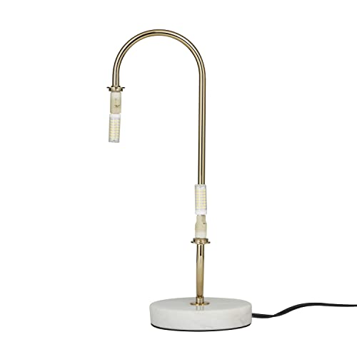 Deco 79 Metal Orb 2 Light Table Lamp With Marble Base, 10" X 11" X 18", Gold #TOP7
