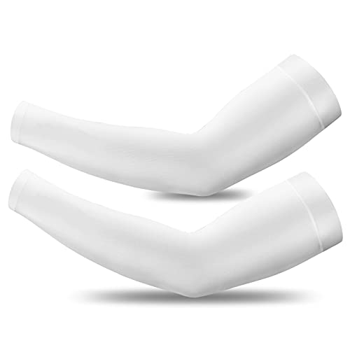 MHUI Armstulpen Für Männer Frauen Sonnenschutz Kühlhülsen Zum Abdecken des Arm Tattoos Zum Fahren Radfahren Golf Angeln,Weiß,XL Cover