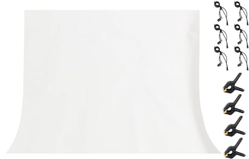 LYLYCTY 10x8ft White Backdrop Non-Woven Fabric Background Solid Color Photo Backdrop Studio Photography Props for Video Recording with 4X Spring Clamps,6X Clips WLY37
