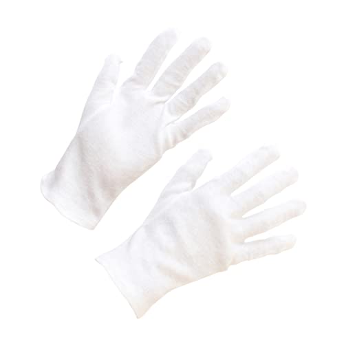 PartyKindom 12 Pair White Etiquette Gloves Gentle Touch Cotton Hand Protectors for Industrial Cleaning Gardening and Jewelry Work Easy to Clean