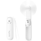 Morelax Mini ventilatore a mano, 3 in 1, 2000 mAh, ricaricabile a batteria, portatile, USB, piccolo ventilatore con powerbank, funzione torcia, gadget da viaggio, bianco