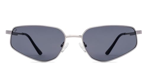 Image of Vincent Chase By Lenskart | Gunmetal Grey Solid Full Rim Hexagonal | Branded and Stylish Sunglasses | 100% UV Protected | Men & Women | Large | VC S17528