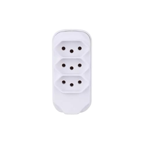 Adaptador de Tomada Benjamim Bivolt 03 saídas 10A 250v Branco Multiplicador de Tomadas Multiuso Resistente