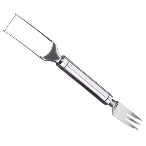 NUOBESTY Affettatrice per Frutta in Acciaio Inox 2 in 1 Forchetta da Frutta Taglia-Anguria Portatile Compatto per Casa e Campeggio Utensile per Tagliare Melone e Anguria in Cubetti