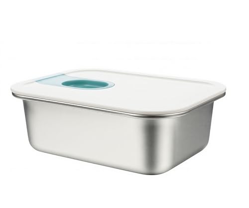 Image of STEGL 1050ml Rectangle Glide-ease Stainless Steel Food Storage Container | Premium 304 Grade Stainless Steel Base | One-Handed Easy-Slide Unlock Lid with Pull-Ring | Airtight & Leak-Proof
