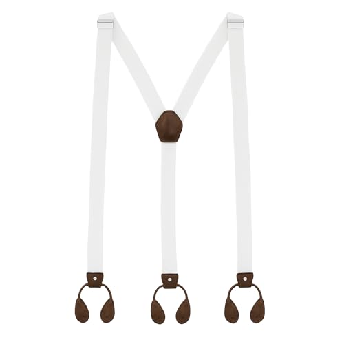 Trimming Shop 25mm Men's Suspender Braces - Y Back Elasticated Adjustable Suspenders Button Hole Braces - Fashion Accessory for Parties, Weddings, Casual, Formal Events