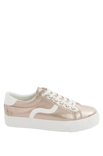 Image of Yours - Faux Leather Trainers in Extra Wide Eee Fit - Women's Gold