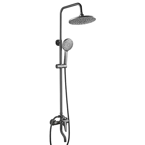 FKXSXAZ Cabezal de Ducha de Lluvia de 11 Pulgadas con grifos de Mano, Juego de embellecedor de baño de Alta presión, Estante, Gris