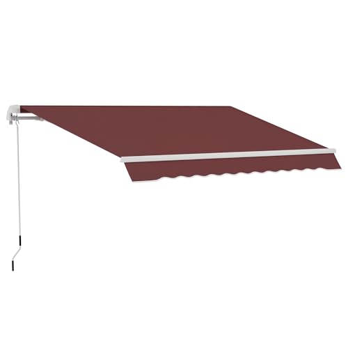Outsunny Markise Manuell einziehbar Winkel einstellbar Aluminium Polyester wasserdicht 3,5 x 2,5 m rot