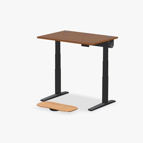 Image of UPLIFT DESK Dark Bamboo (42 x 30 inch) Standing Desk 2-Leg V3 Adjustable Stand Up C-Frame (Black), Advanced Keypad, Wire Grommets, Wire Tray, Rocker Board