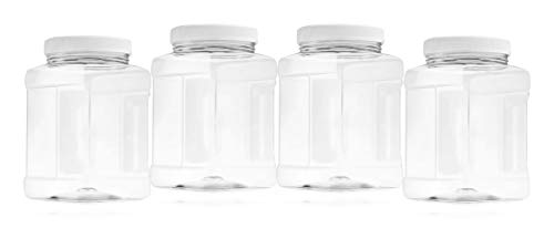 Royalhouse Plastic Jars With Lids Bottles Containers – Storage Bins, Plastic Box Storage Containers With Lids, Perfect For Kitchen, Pantry, Organizer - Bpa Free Safe Plastic Pet, Pack Of 4, 32 Oz #TOP1