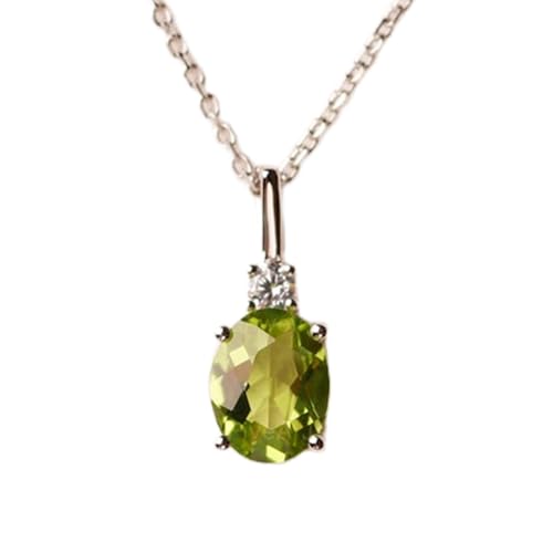 Colgante de peridoto natural y collar de plata de ley 925 con cadena de 45 cm