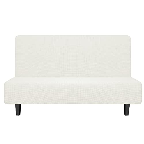 Image of Easy-Going Stretch Medium Futon Slipcover Armless Futon Cover Cream