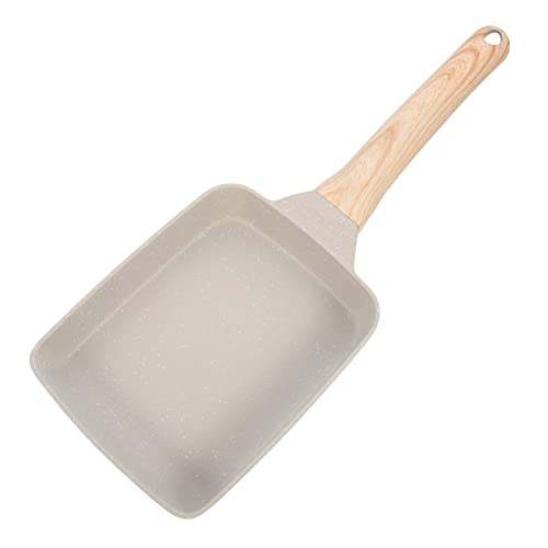 NUOLUX 医療石鍋 パン 朝食用グリドル 調理鍋 長方形の卵焼き器 キッチンの必需品 調理用鍋 ミニ中華なべ こびりつかない中華鍋 頑丈なフライヤー キッチンアクセサリー 結石 Beige
