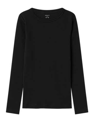 NAME IT Mädchen Nkfnakal Short Top Noos Langarmshirt, Schwarz,...