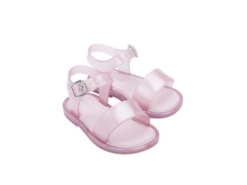Image of mini melissa Mar Hot Sandals for Babies & Toddlers - Sparkly Sandals w /Heart Buckle & Bow for Baby Girls, Kids Jelly Shoes